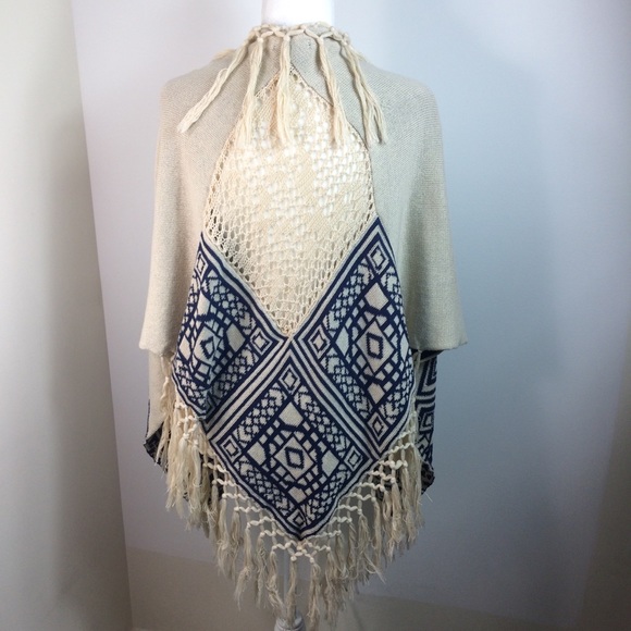 Flying Tomato Sweaters - 🛑SOLD❌ FlyingTomato Boho Poncho Shrug Wrap Cape S